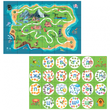 Тематическое поле-маршрутизатор «Остров/Слоги» для мини-робота Bee-Bot - «globural.ru» - Владимир